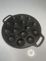 Stevige Gietijzeren poffertjes pan 24cm, Ophalen of Verzenden, Gebruikt, Gietijzer, Koekenpan of Braadpan