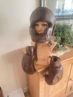 Antiek leren boksmasker en bokshandschoenen, Ophalen of Verzenden