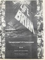 Paginagrote A3 advertentie LIFE OF BRIAN Monty Pyton release, Ophalen of Verzenden