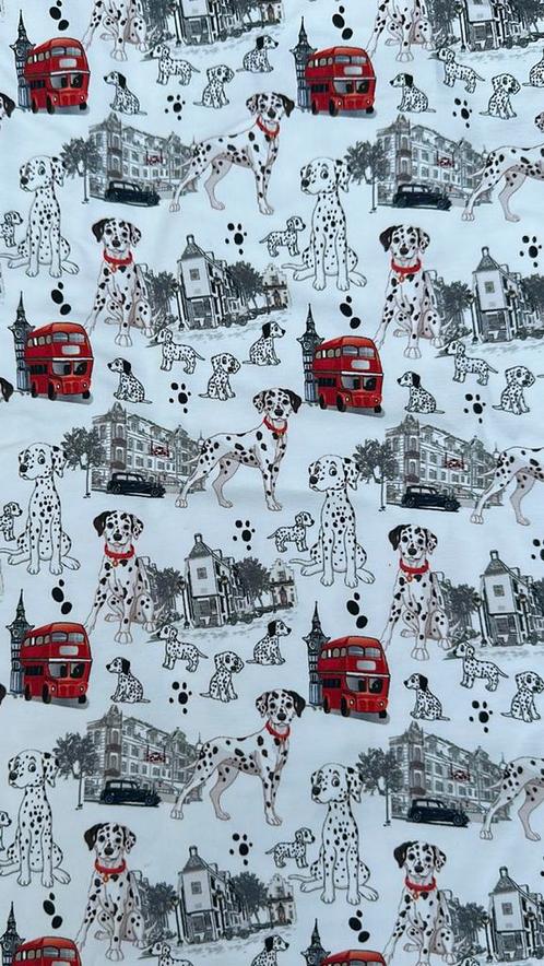 Dalmatiërs in londen tricot 2 lapjes, Hobby en Vrije tijd, Stoffen en Lappen, Nieuw, Katoen, 120 cm of meer, 30 tot 200 cm, Ophalen of Verzenden