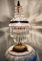 Franse Girandole schemerlamp messing dubbele rijen kristal., Antiek en Kunst, Ophalen