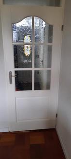 Rechtsdraaiende Opdek binnendeur maat 83x201.5 gewerkt glas, Glas, 80 tot 100 cm, Ophalen of Verzenden, Zo goed als nieuw