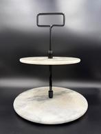 Marmeren etagère 2 lagen - zwart handvat, Ophalen of Verzenden, Gebruikt