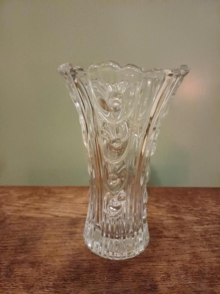 Vintage Vetreria Borgonovo Kristalglazen Vaas met Rozen, Huis en Inrichting, Woonaccessoires | Vazen, Zo goed als nieuw, Overige kleuren