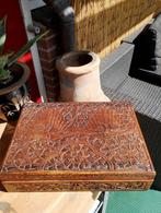 Indonesische handgestoken houtsnijwerk schrijf kist, Ophalen of Verzenden