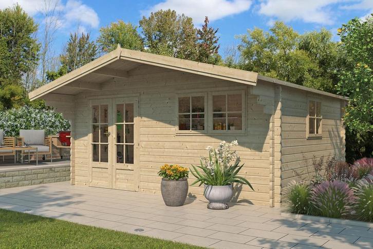 Blokhut Tuinhuis Berging Koski 505x505 cm Compleet pakket!, Tuin en Terras, Palen, Balken en Planken, Nieuw, Planken, 250 cm of meer