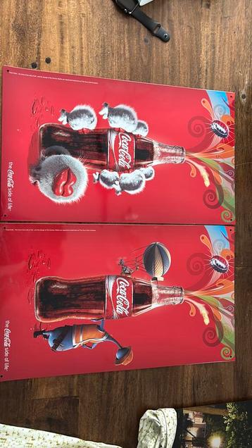 2 x Coca-Cola Reclamebord Blik beschikbaar voor biedingen
