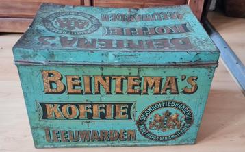 Groot Oud Beintema's winkel Koffieblik  70x30cm beschikbaar voor biedingen