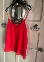 Mt S Knalrood Pimkie dubbeltop, hemdje met kruis bandjes, Ophalen of Verzenden, Zo goed als nieuw, Rood, Zonder mouw