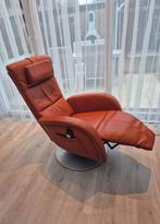WK Relax Fauteuil - Leer - Oranje - draaibaar - elektrisch, Ophalen, Gebruikt, 50 tot 75 cm, Leer