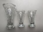 3 vaasjes uit de jaren '50, Gebruikt, Overige kleuren, Ophalen of Verzenden, Glas