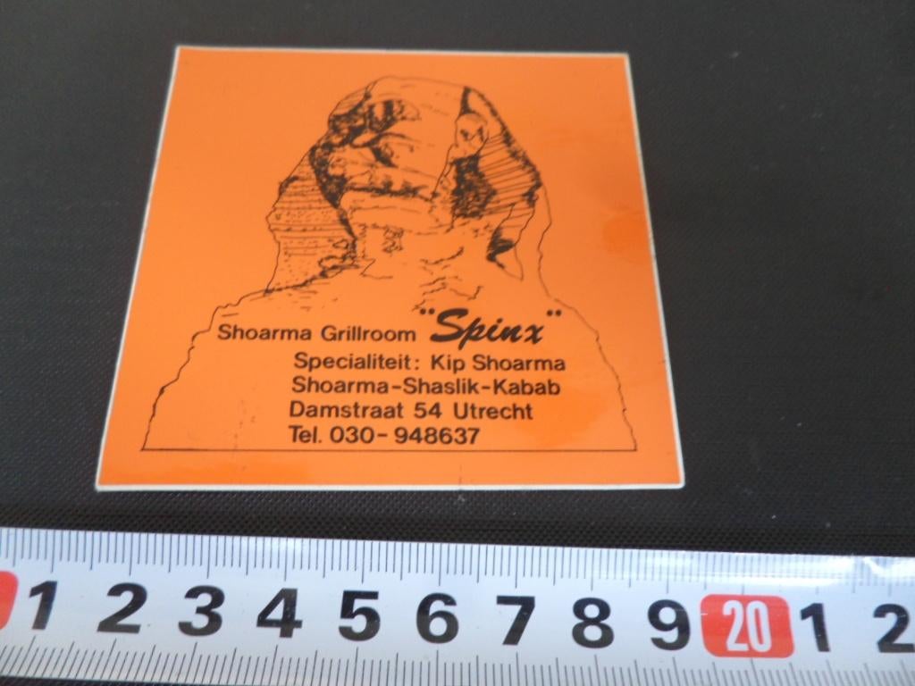 sticker Utrecht Shoarma Grillroom SPINX Damstraat 54, Ophalen, Zo goed als nieuw