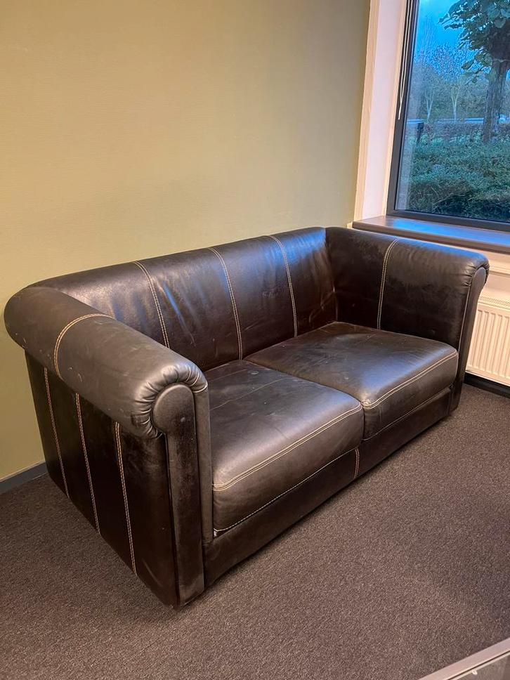Lederen 2-zits bank, Antiek en Kunst, Antiek | Meubels | Stoelen en Banken, Ophalen