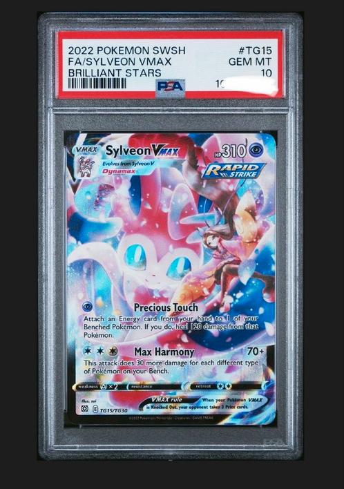 PSA 10 GEM MINT Sylveon VMAX TG15, Hobby en Vrije tijd, Verzamelkaartspellen | Pokémon, Zo goed als nieuw, Losse kaart, Ophalen
