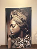 Prachtig schilderij Afrikaanse vrouw 70x118, Huis en Inrichting, Ophalen of Verzenden, Zo goed als nieuw, Schilderij, 75 cm of meer