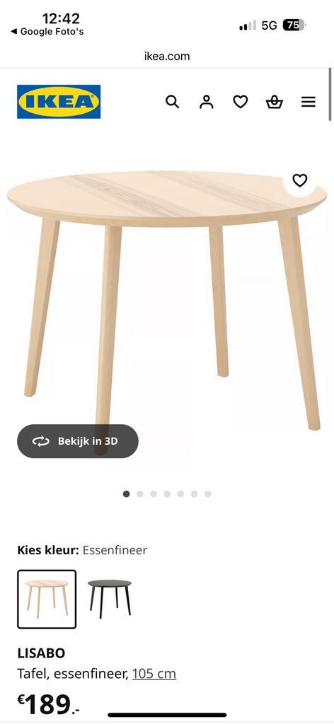 Ikea Lisabo tafel, Huis en Inrichting, Tafels | Eettafels, Gebruikt, 100 tot 150 cm, Vier personen, Rond, Ophalen