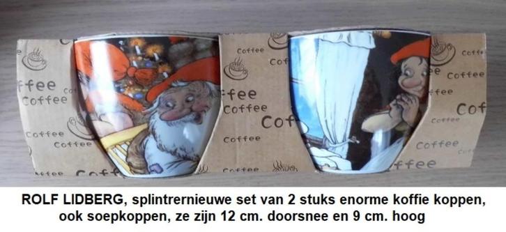 ROLF LIDBERG, splinternieuw, set enorme koffiemokken, Verzamelen, Porselein, Kristal en Bestek, Nieuw, Kop en/of schotel, Overige materialen