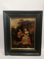 Elegante romantische genrescène – Olieverf op doek, 19e eeuw, Ophalen of Verzenden