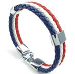 Rood wit blauwe leren armband (dames heren nederlandse), Verzenden, Nieuw, Leer