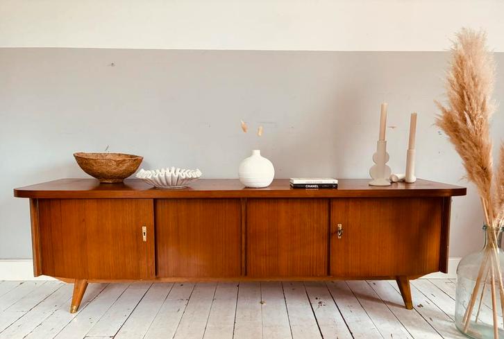 Vintage retro dressoir kast mid century tv meubel, Huis en Inrichting, Kasten | Dressoirs, Zo goed als nieuw, 25 tot 50 cm, Ophalen