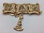 Vintage amband met Chinese afbeeldingen goud verguld 1950, Verzenden, Goud, Armband, Verguld