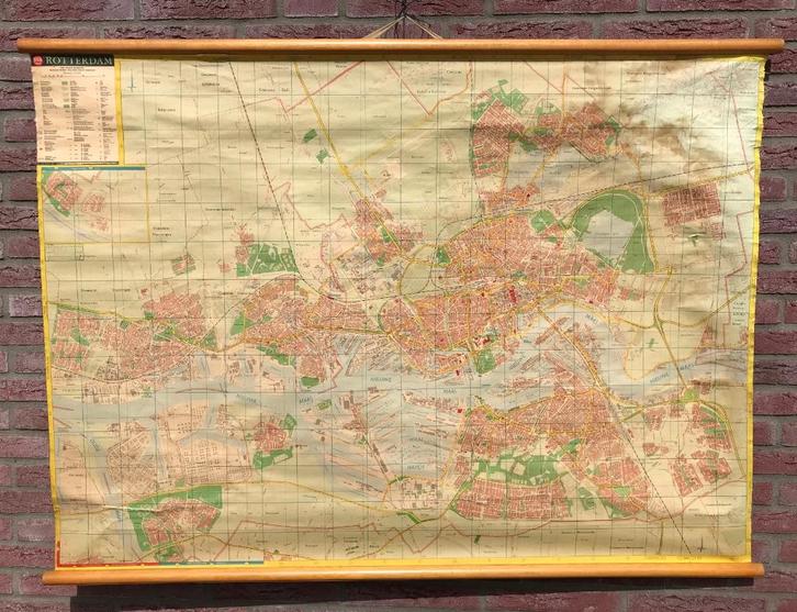 Schoolkaart ROTTERDAM - Falk Plan - vintage, Antiek en Kunst, Antiek | Schoolplaten, Aardrijkskunde, Ophalen of Verzenden