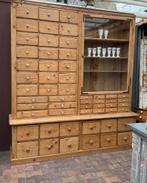 Antiek geloogd grenen, apotheker-kast, porseleinen knoppen, Ophalen