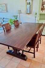 Prachtige Teak houten eetkamerset; eettafel + 4 stoelen, Huis en Inrichting, Complete eetkamers, 4 tot 6 stoelen, Zo goed als nieuw