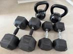 Hexagon dumbells 10 en 20 kg - kettlebell 16 kg, Sport en Fitness, Ophalen, Gebruikt, Dumbbell