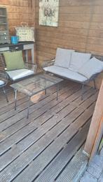 Tuin bankje  en 2 stoelen en tafeltje, Tuin en Terras, 4 zitplaatsen, Gebruikt, Aluminium, Ophalen of Verzenden