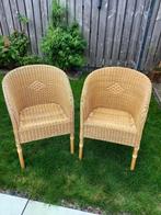 2 rieten rotan stoelen stoeltjes met gratis kussens, Huis en Inrichting, Stoelen, Ophalen, Twee, Bruin, Riet of Rotan