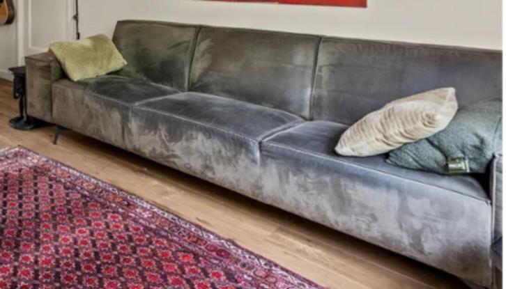 bank, Huis en Inrichting, Banken | Bankstellen, Gebruikt, Rechte bank, Vierpersoons of meer, 250 tot 300 cm, 75 tot 100 cm, Leer