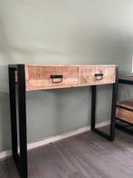 Mooie sidetable mango hout, staal, 50 tot 100 cm, Zo goed als nieuw, Ophalen, Overige houtsoorten