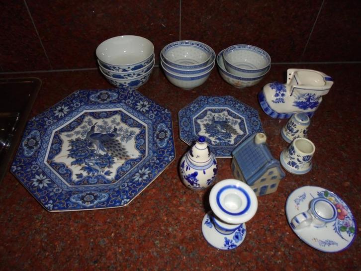 16 delig setje delfsblauw, Antiek en Kunst, Antiek | Keramiek en Aardewerk, Ophalen of Verzenden