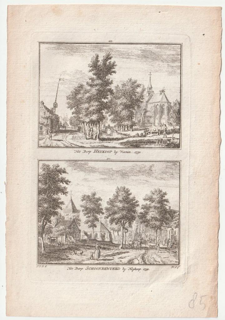 Heykoop Schoonrewoerd gravure Spilman ca. 1750, Antiek en Kunst, Kunst | Etsen en Gravures, Verzenden