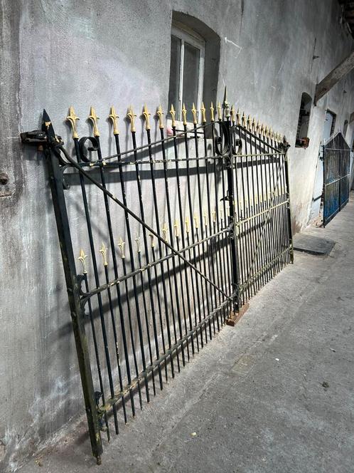 Prachtig zwaar antiek vol smeedijzeren dubbel hekken poort, Tuin en Terras, Tuinhekken en Hekwerk, Gebruikt, Tuinhek, IJzer, Ophalen