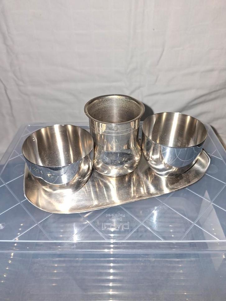 Verzilverd Dienblad met Potjes, Antiek en Kunst, Antiek | Goud en Zilver, Ophalen of Verzenden