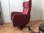 Rode leren relaxfauteuil (Prominent), Huis en Inrichting, Fauteuils, Ophalen, Minder dan 75 cm, Leer, Zo goed als nieuw