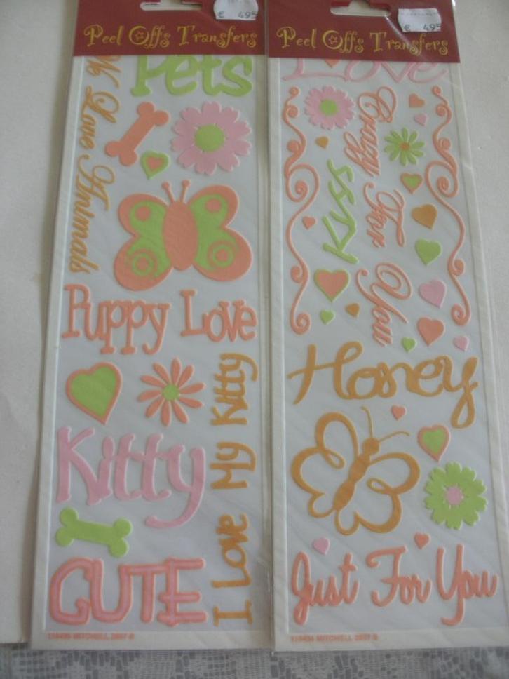 8020B-Set: 2x MITCHELL DECORATIES - Harten +TEKSTEN, Hobby en Vrije tijd, Knutselen, Nieuw, Materiaal, Ophalen of Verzenden