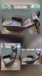 Leren relaxstoel met handmatige bediening, Huis en Inrichting, Fauteuils, Ophalen, Gebruikt, 50 tot 75 cm, Leer
