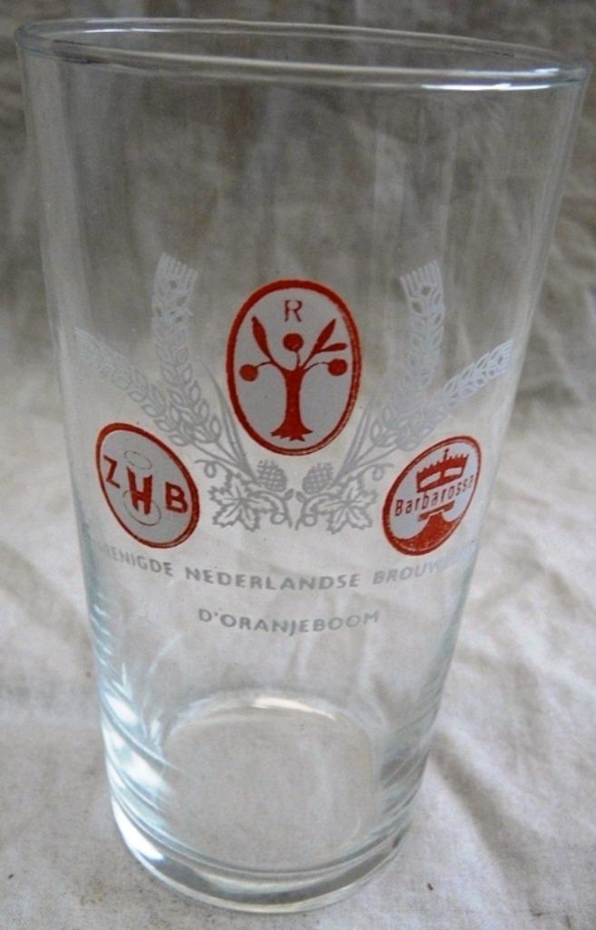 Bierglas Vintage Oranjeboom - ZHB - Barbarossa, 0,25L, 1960s, Verzamelen, Biermerken, Gebruikt, Glas of Glazen, Oranjeboom, Ophalen of Verzenden