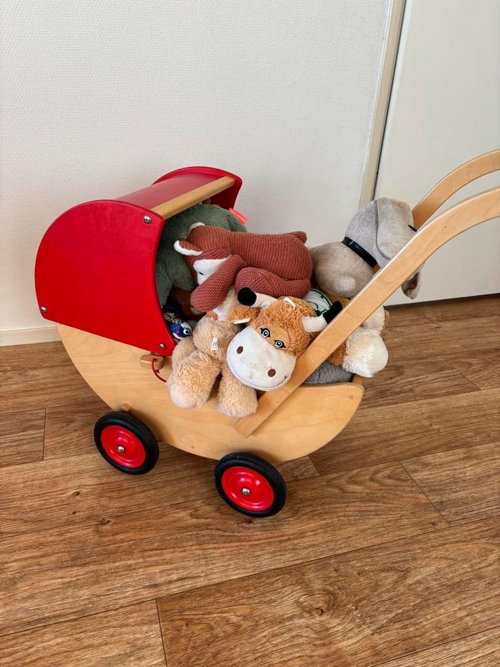 Houten poppenwagen van Van Dijk Toys, Kinderen en Baby's, Speelgoed | Overig, Gebruikt, Jongen of Meisje, Ophalen