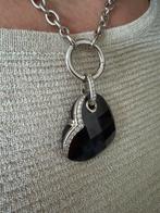 Ti Sento ketting met zwart hart hanger, Verzenden, Zo goed als nieuw, Zwart, Zilver