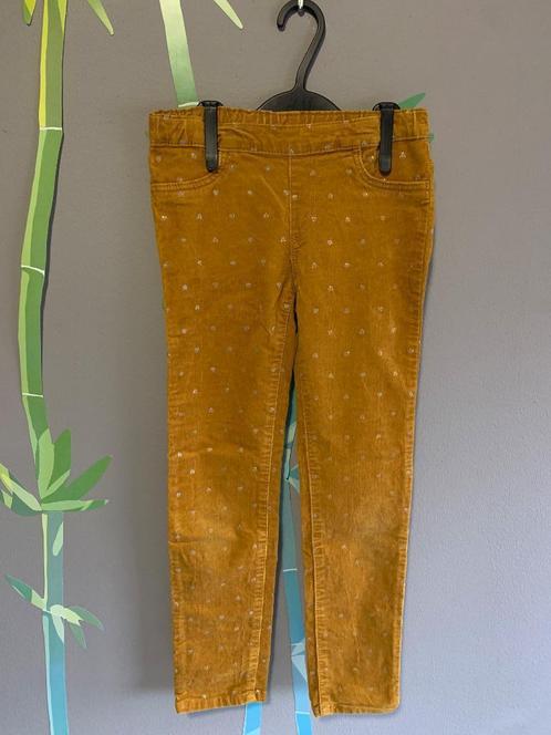 H&M Mosterdgeel Smalgeribd Corduroy Treggings mt 128, Kinderen en Baby's, Kinderkleding | Maat 128, Zo goed als nieuw, Meisje
