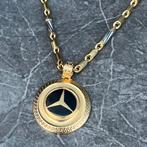 14k goudeb ketting met mercedes hanger, Ophalen of Verzenden, Nieuw, Goud