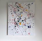 Abstract Schilderij met Kleurrijke Spetters, Antiek en Kunst, Ophalen of Verzenden