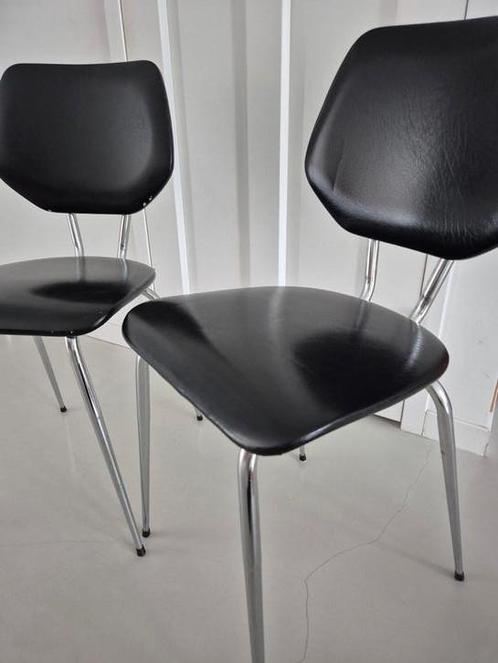 Vintage stoelen set jaren 50/60, Huis en Inrichting, Stoelen, Gebruikt, Twee, Metaal, Zwart, Ophalen