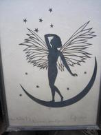 Leuk stukje Knipwerk, vrouw op halve maantje, Ophalen of Verzenden, Gebruikt, Knutselwerk