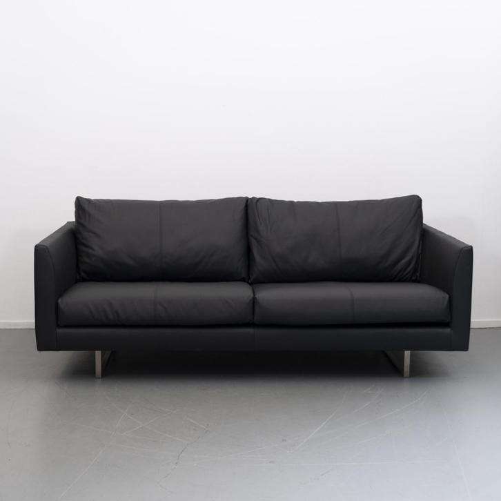 1x Montis Axel 3 zits (190 cm) zwart leder, Huis en Inrichting, Banken | Bankstellen, Zo goed als nieuw, Rechte bank, Driepersoons