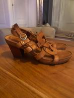 Timberland sandalen met hak, cognac leer maat 39, Ophalen of Verzenden, Gedragen, Bruin, Sandalen of Muiltjes